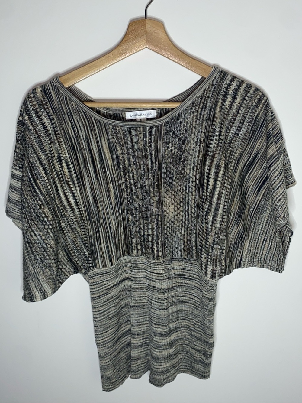 Joseph Ribkoff Taupe and Black Knit Dolman Sleeve Top